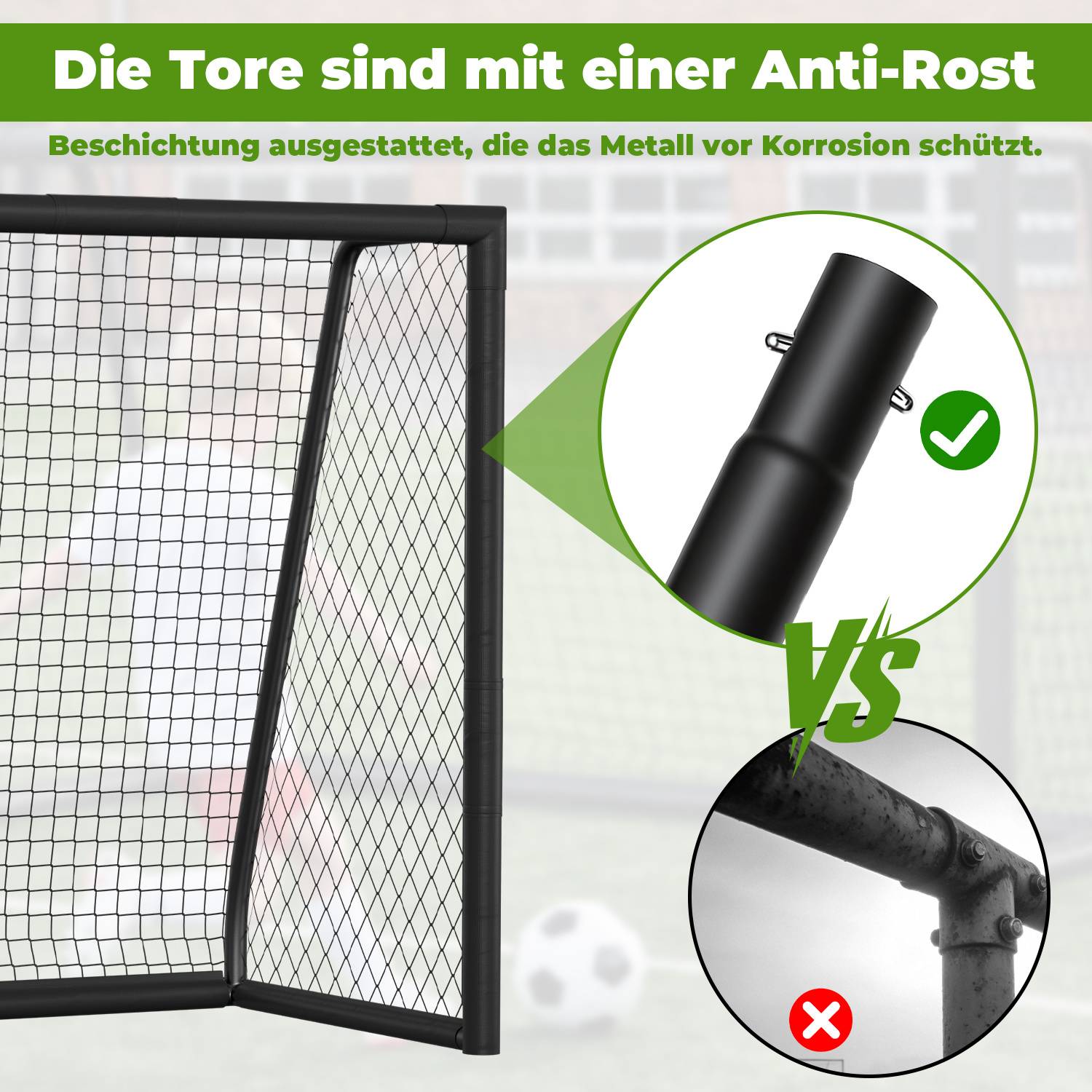 2er Set Fußballtor 180 x 120 x 60 cm – Kinder Fußballtor mit Torwand & Netz, stabiles Metalltor für Garten & Indoor, Schwarz