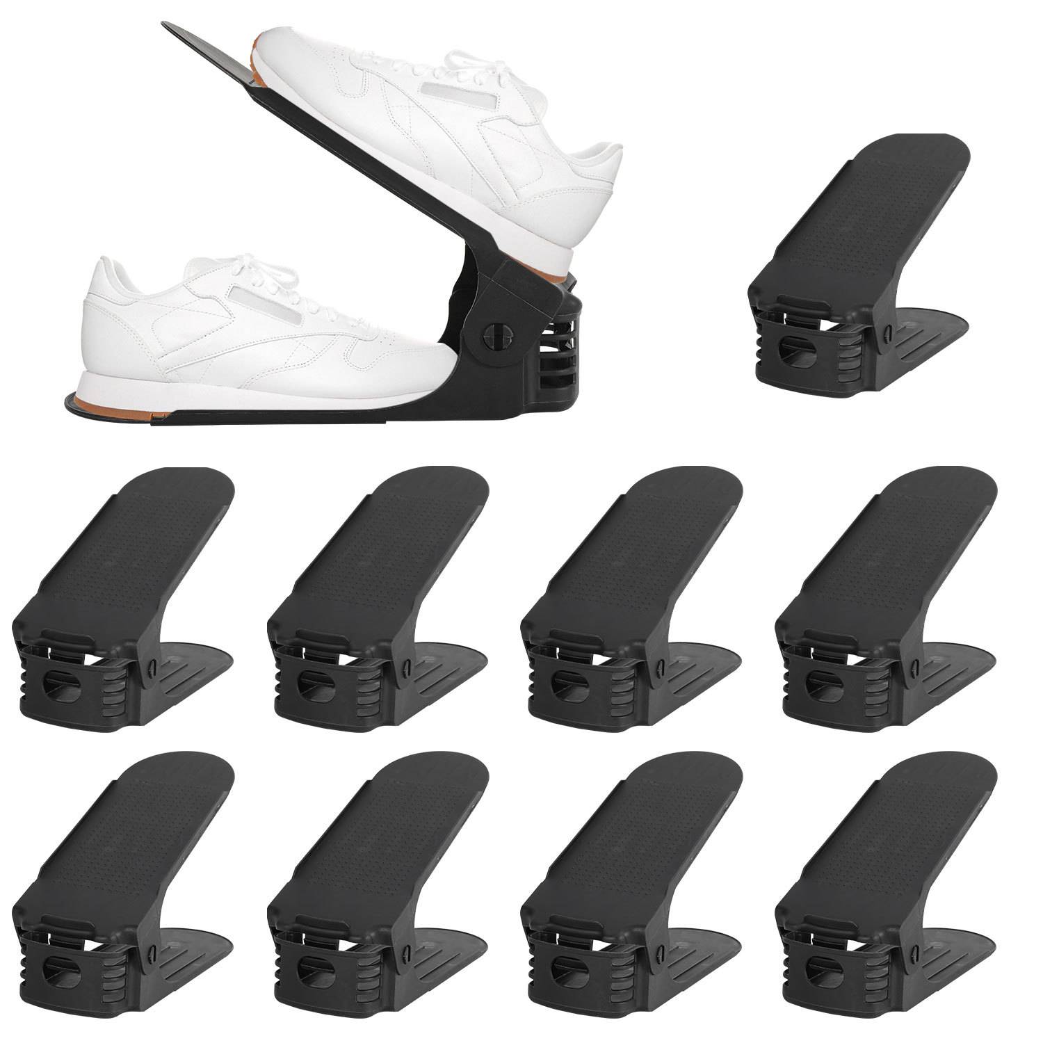 20er Set Schuhstapler höhenverstellbar, Schuh Organizer platzsparend, Schwarz