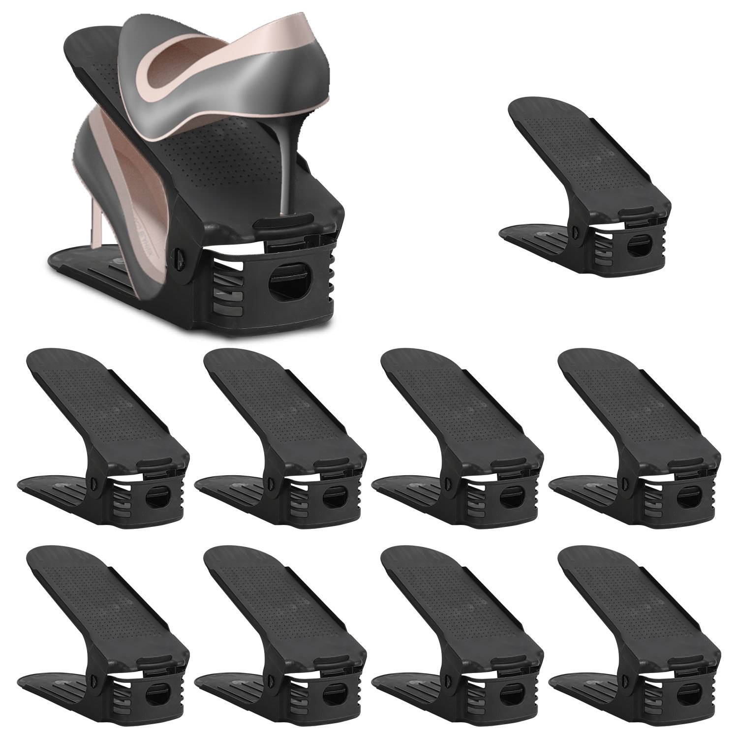 30er Set Schuhstapler höhenverstellbar, Schuh Organizer platzsparend, Schwarz