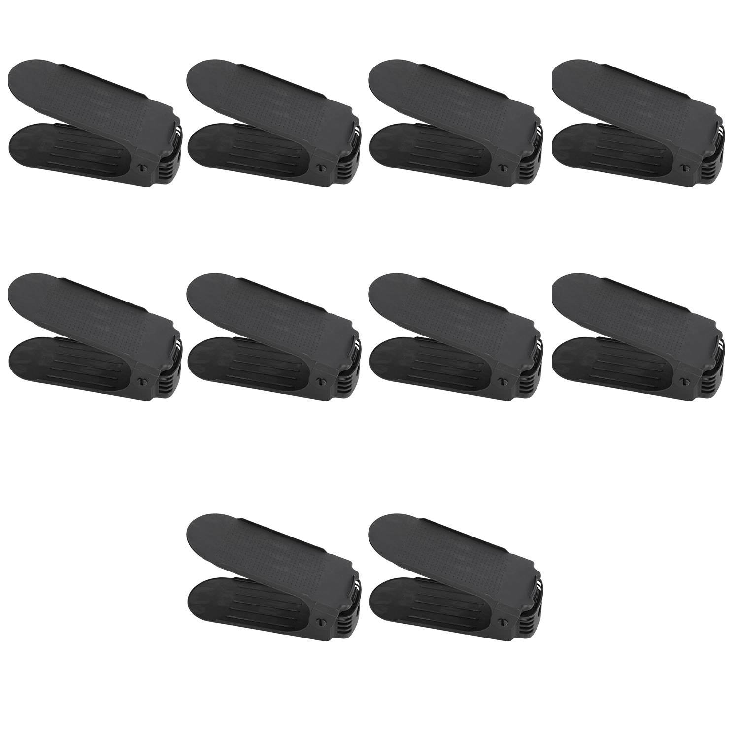 40er Set Schuhstapler höhenverstellbar, Schuh Organizer platzsparend, Schwarz