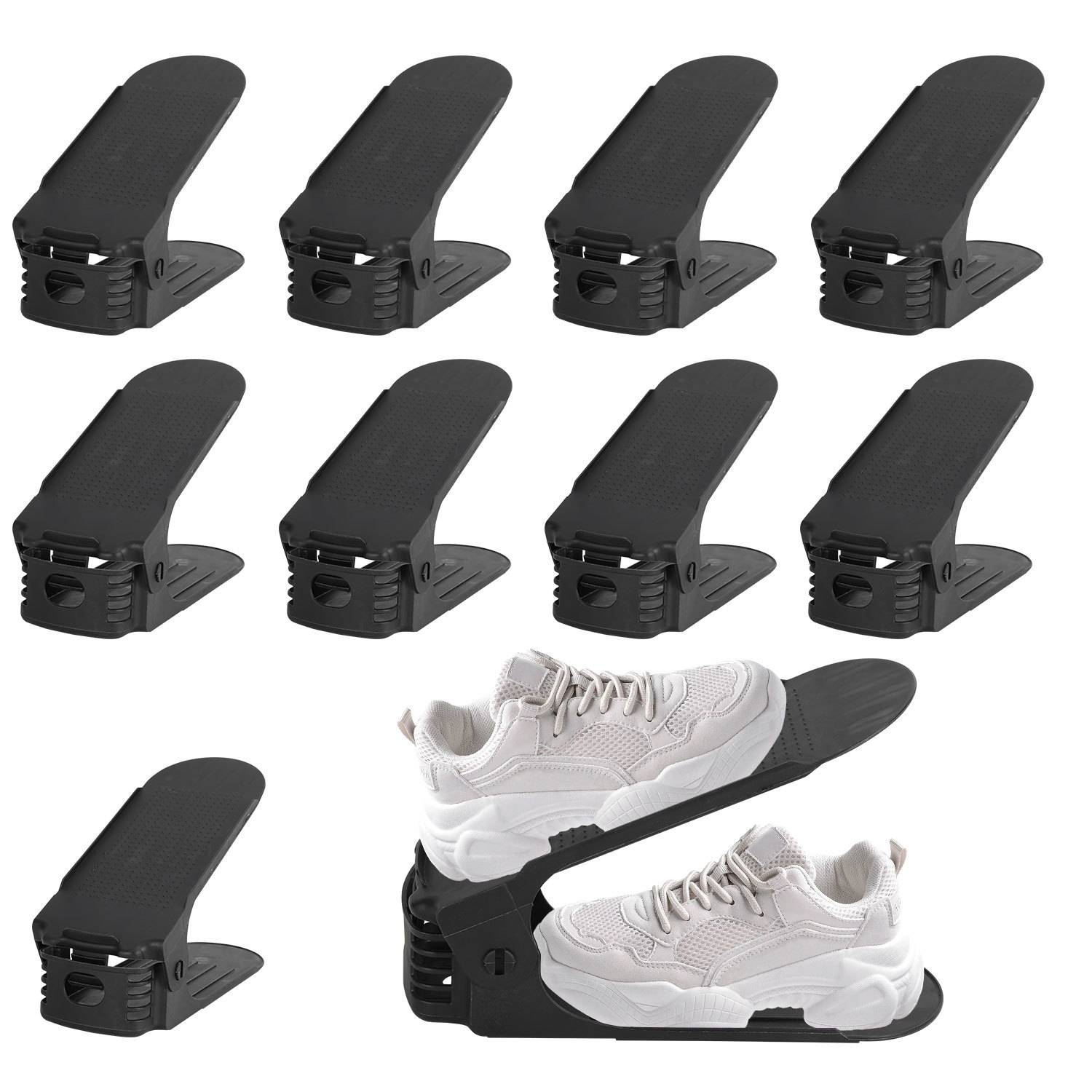 Schuhstapler 40 Stück Schwarz, verstellbarer Schuhhalter aus Kunststoff, platzsparende Schuhaufbewahrung