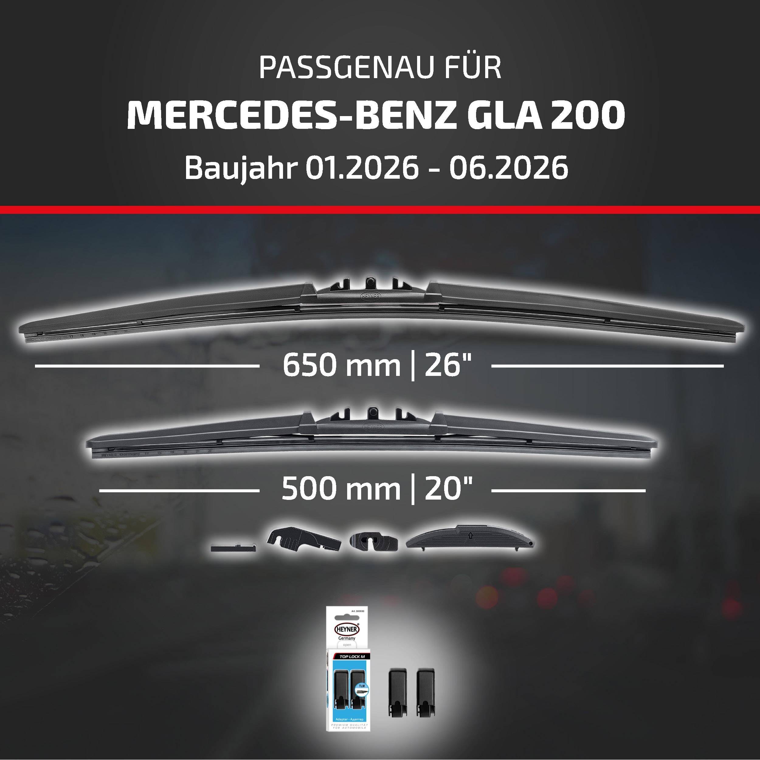 HEYNER® Scheibenwischer für MERCEDES-BENZ GLA (01.2026 - 08.2026) HYBRID Flachbalkenwischer