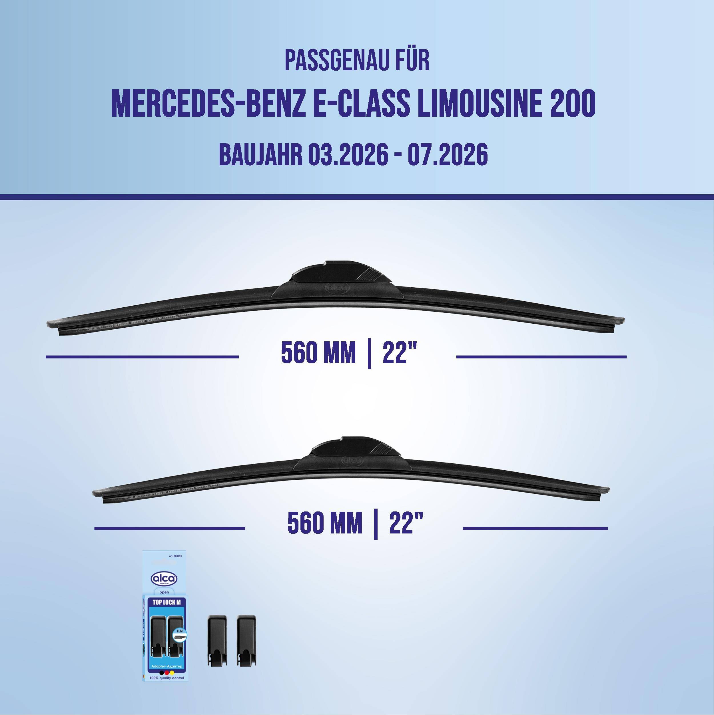 alca® Scheibenwischer für MERCEDES-BENZ E-CLASS Limousine 03.2026 - 08.2026, SUPER FLAT