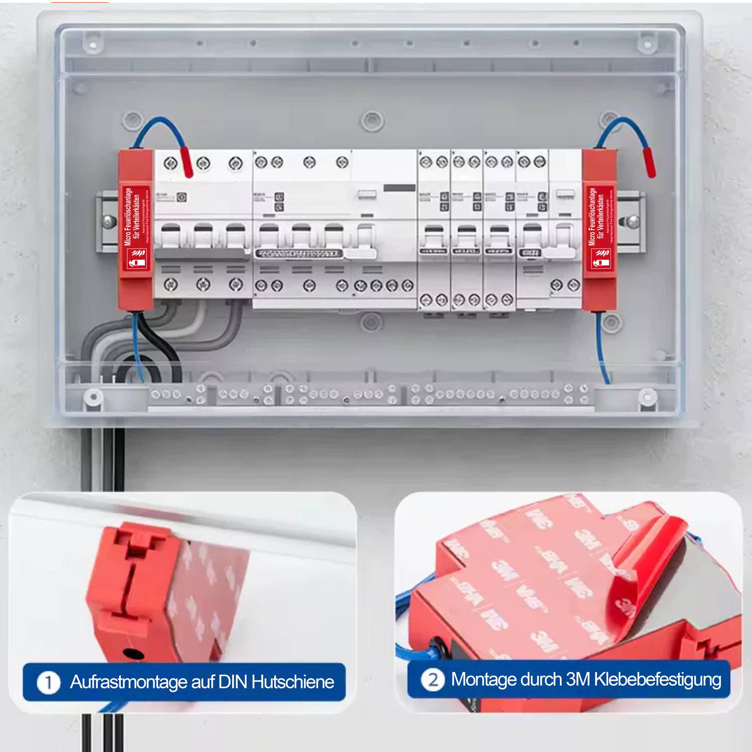 1 x B+G E-Tech NT-MFS-DB Mikro-Feuerlöschanlage für DIN Hutschiene Aerosol (bis 0,4 m³, -50 bis +90 °C, wartungsfrei)