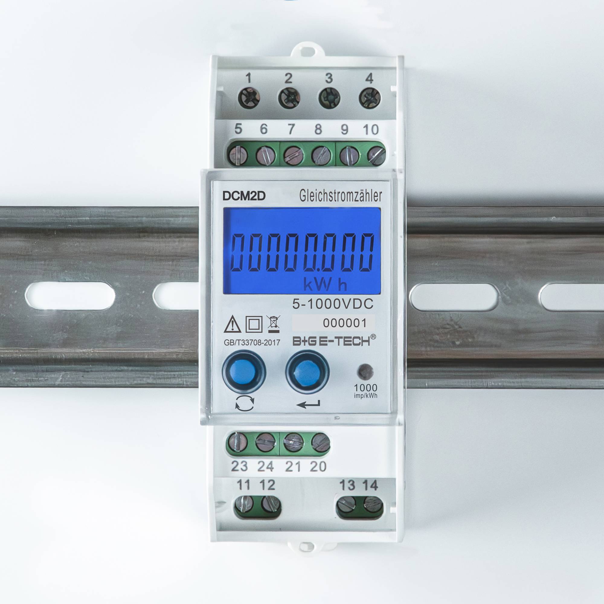 B+G E-Tech DCM2D-003 digitaler Gleichstromzähler ext. Shunts 5-1000V/DC 2000A