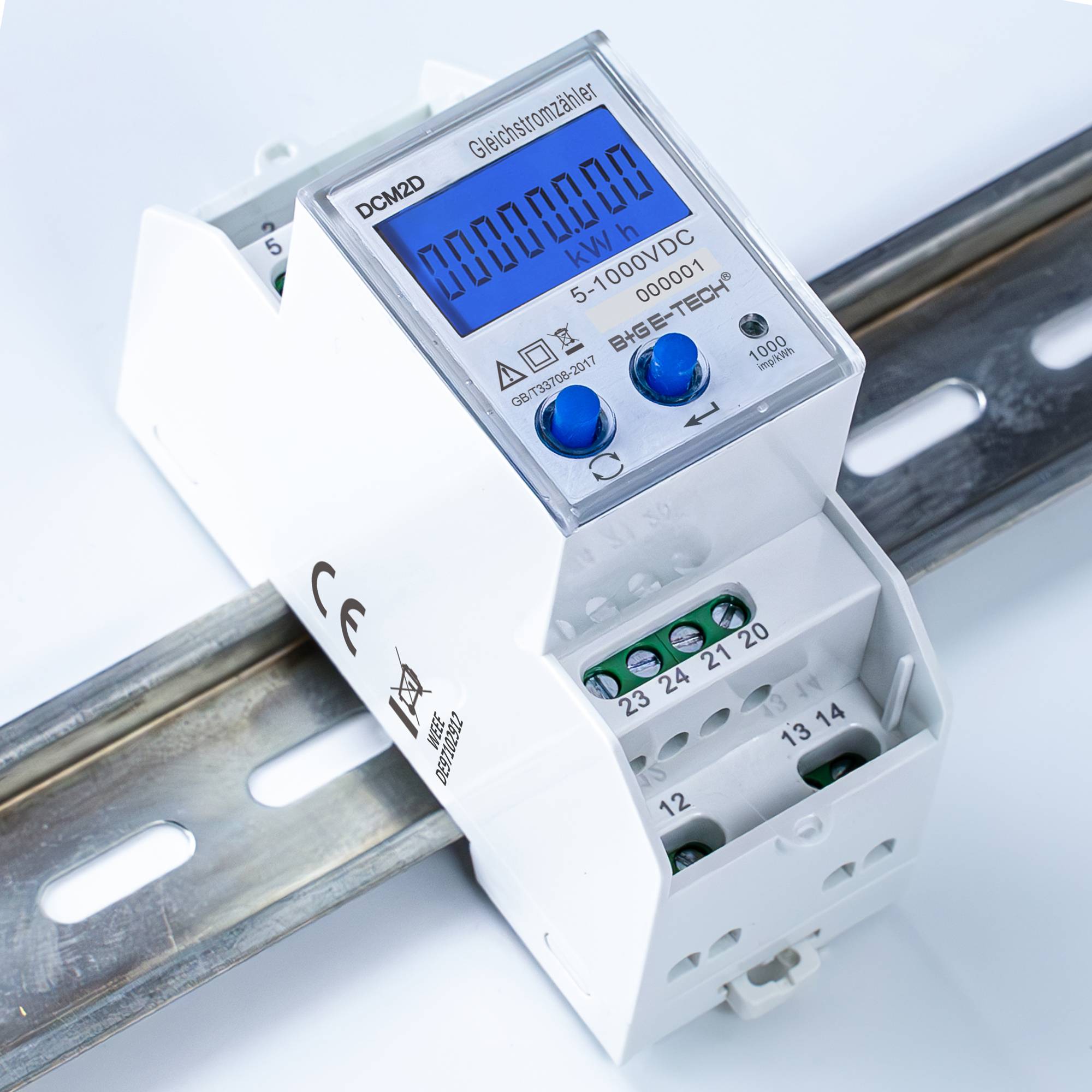 B+G E-Tech DCM2D-003 digitaler Gleichstromzähler ext. Shunts 5-1000V/DC 2000A