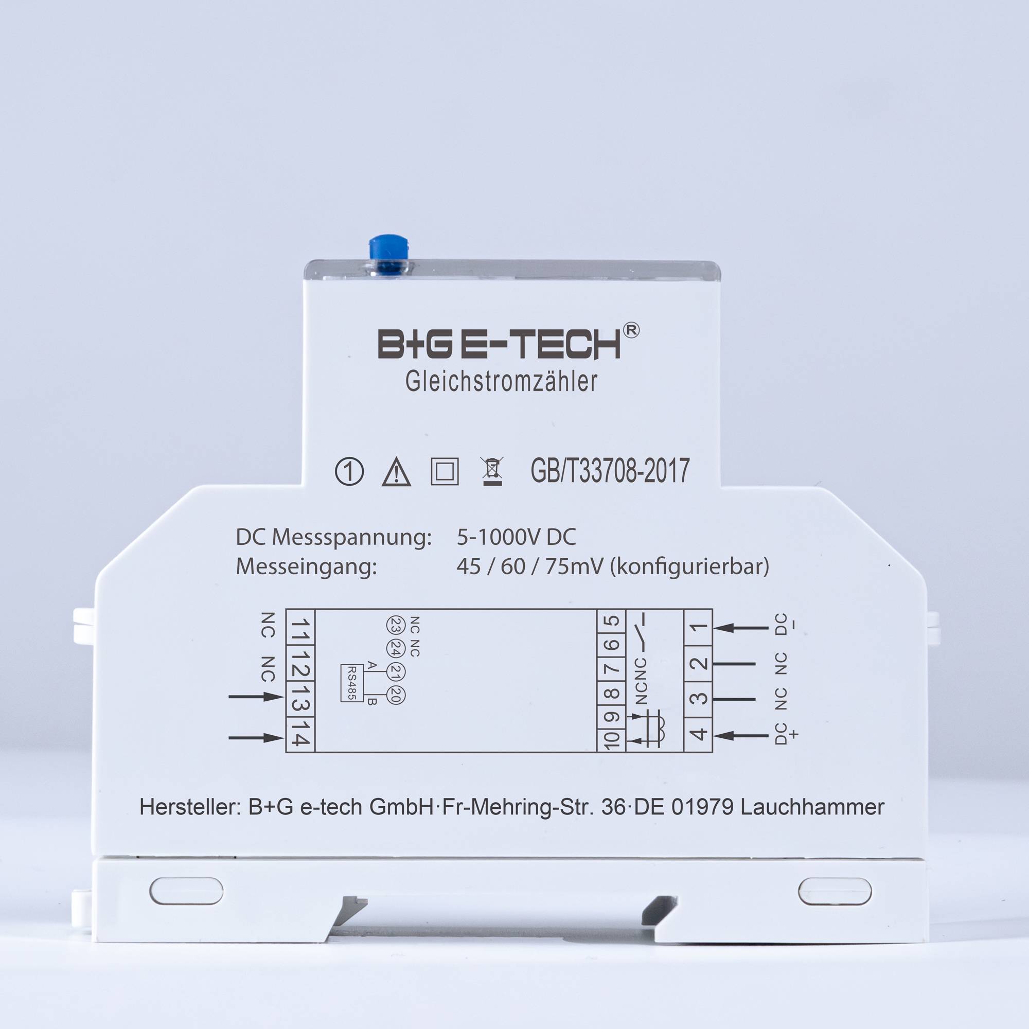 B+G E-Tech DCM2D-003 digitaler Gleichstromzähler ext. Shunts 5-1000V/DC 2000A