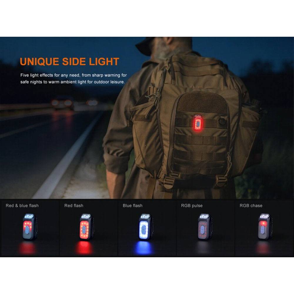 Fenix E04R LED-Cliplampe mit Rotlicht 300 Lumen - Schwarz