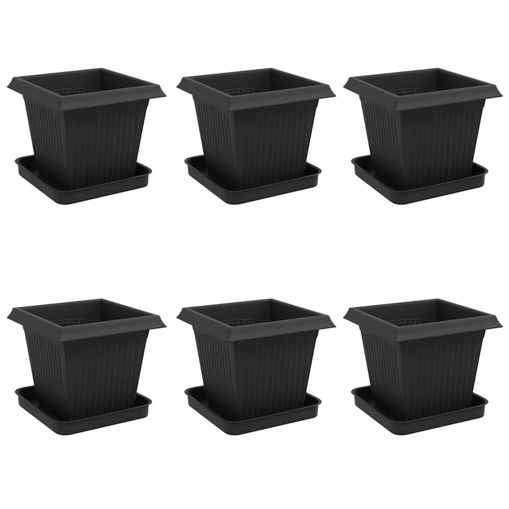 vidaXL Blumentöpfe 6 pcs Schwarz 16 x 16 x 14 cm Kunststoff