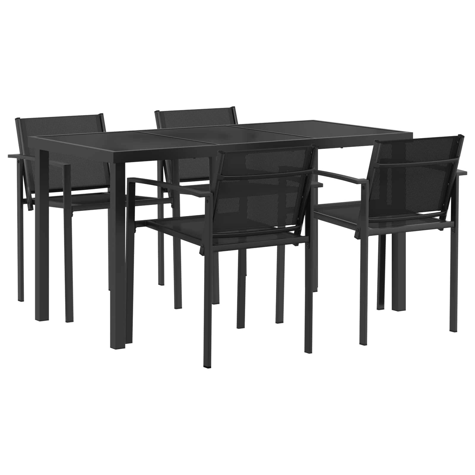 vidaXL Gartenmöbel Set 5 pcs Schwarz und Anthrazit 140 x 70 x 73 cm