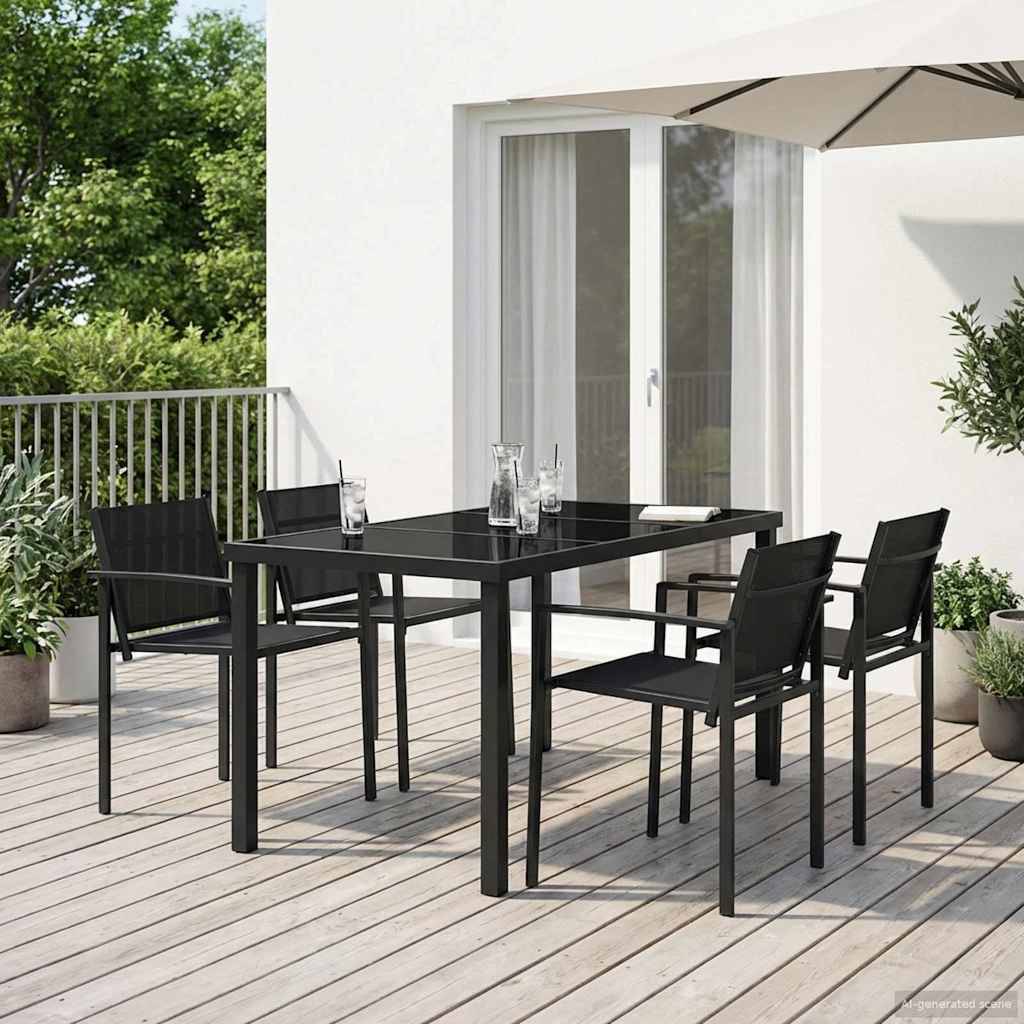 vidaXL Gartenmöbel Set 5 pcs Schwarz und Anthrazit 140 x 70 x 73 cm