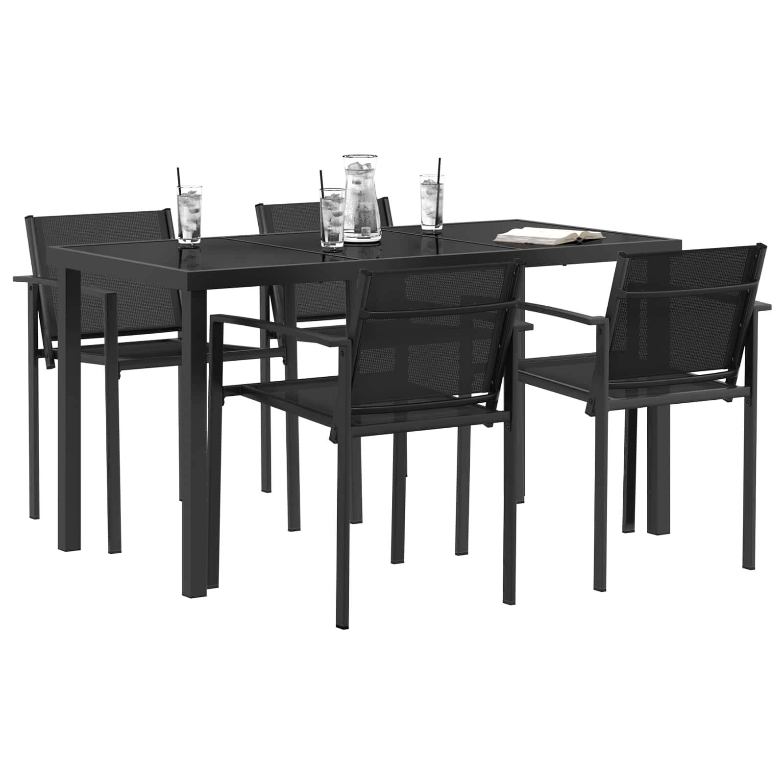 vidaXL Gartenmöbel Set 5 pcs Schwarz und Anthrazit 140 x 70 x 73 cm