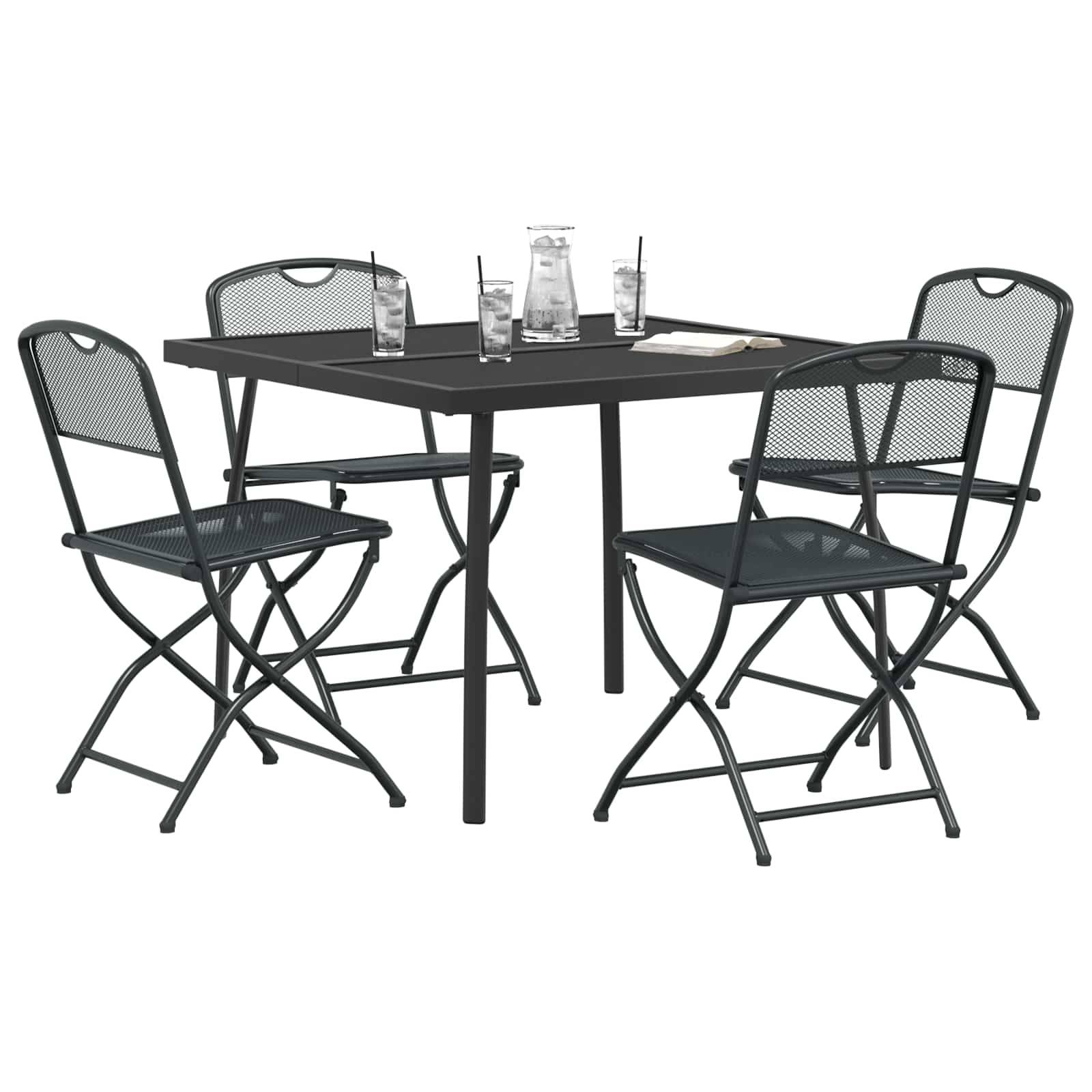 vidaXL Gartenmöbel Set 5 pcs Anthrazit Eisen und Stahl