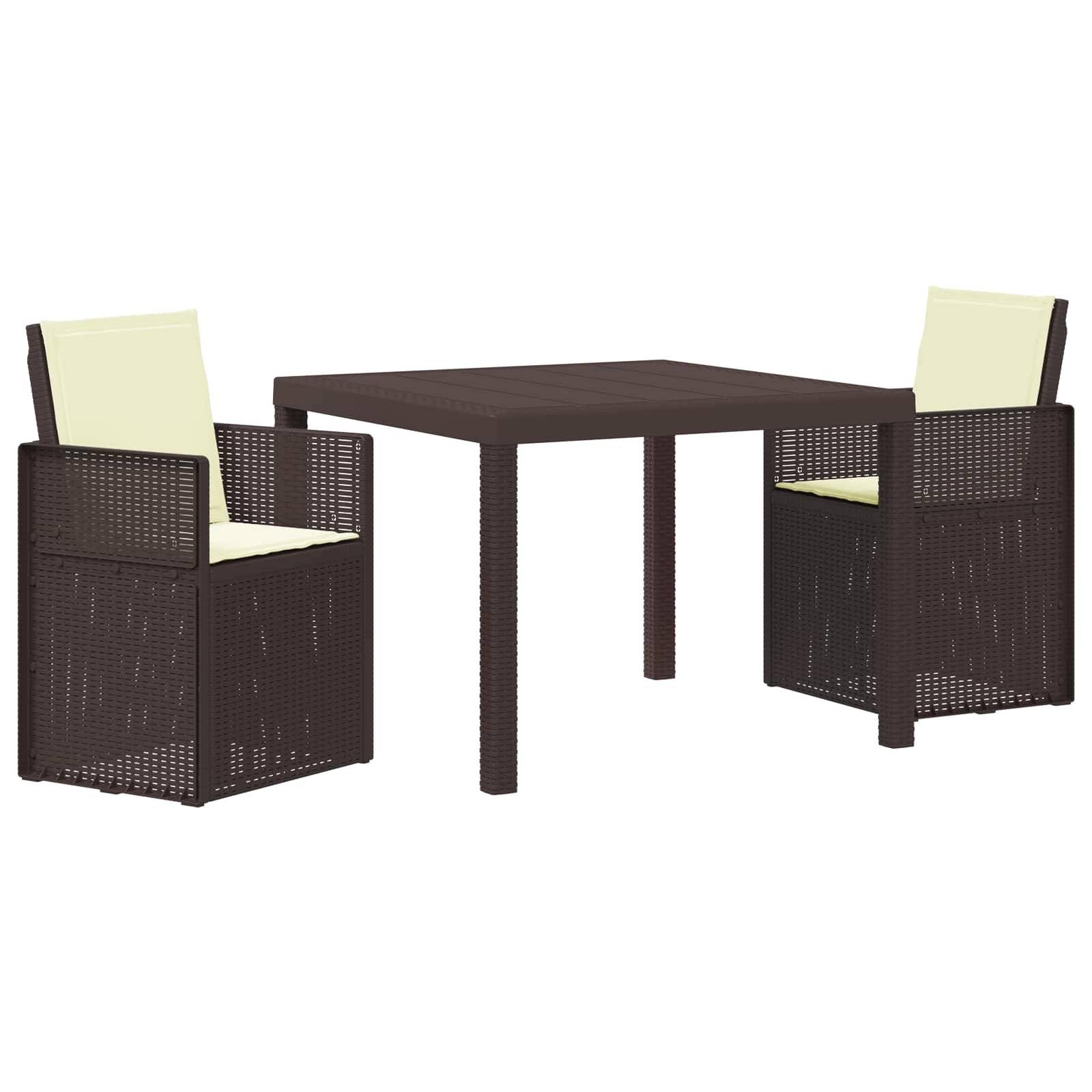 vidaXL Garten Essgruppe mit Kissen 3 pcs Braun und Creme PP