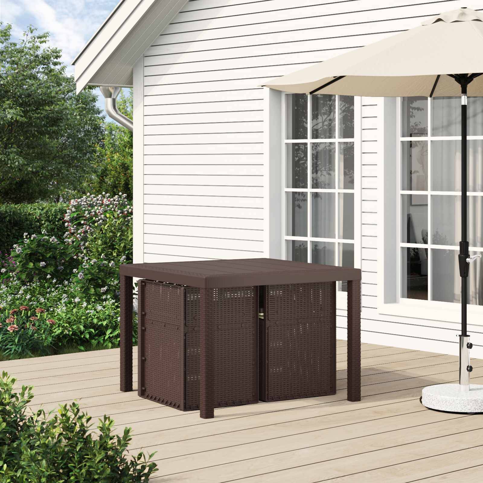 vidaXL Garten Essgruppe mit Kissen 3 pcs Braun und Creme PP