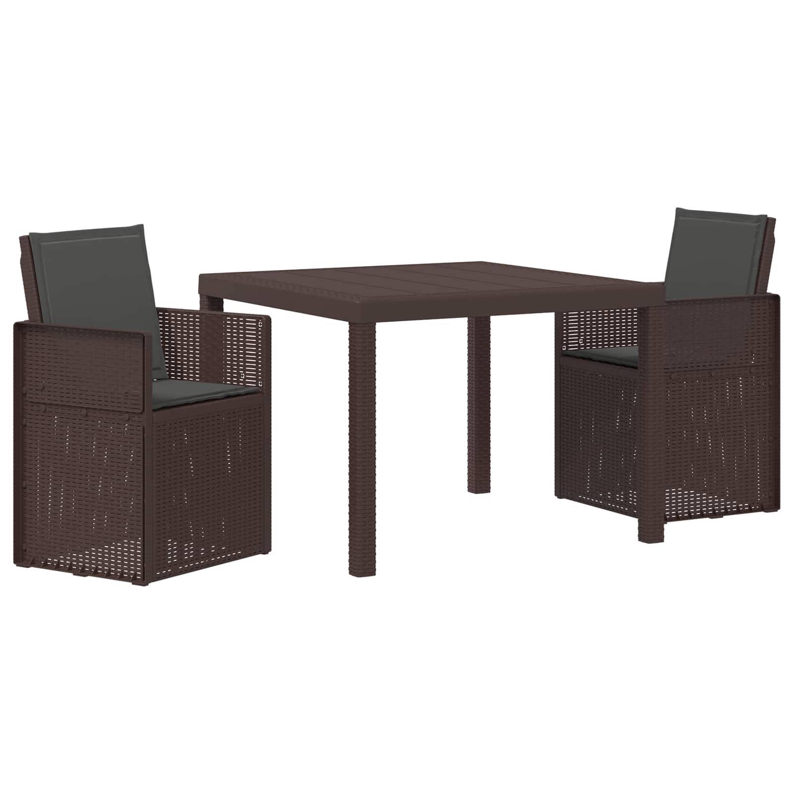 vidaXL Garten Essgruppe mit Kissen 3 pcs Braun und Anthrazit PP