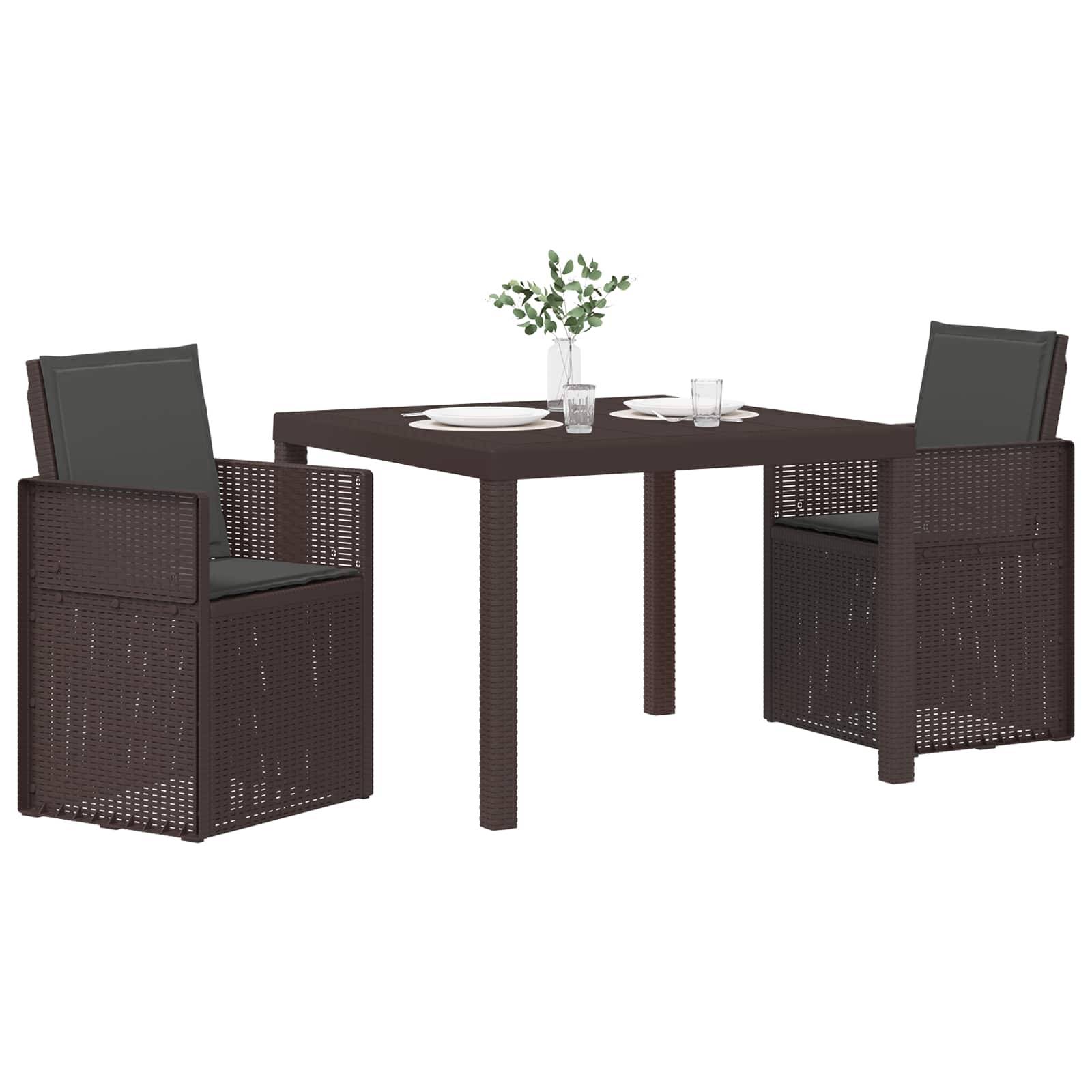 vidaXL Garten Essgruppe mit Kissen 3 pcs Braun und Anthrazit PP