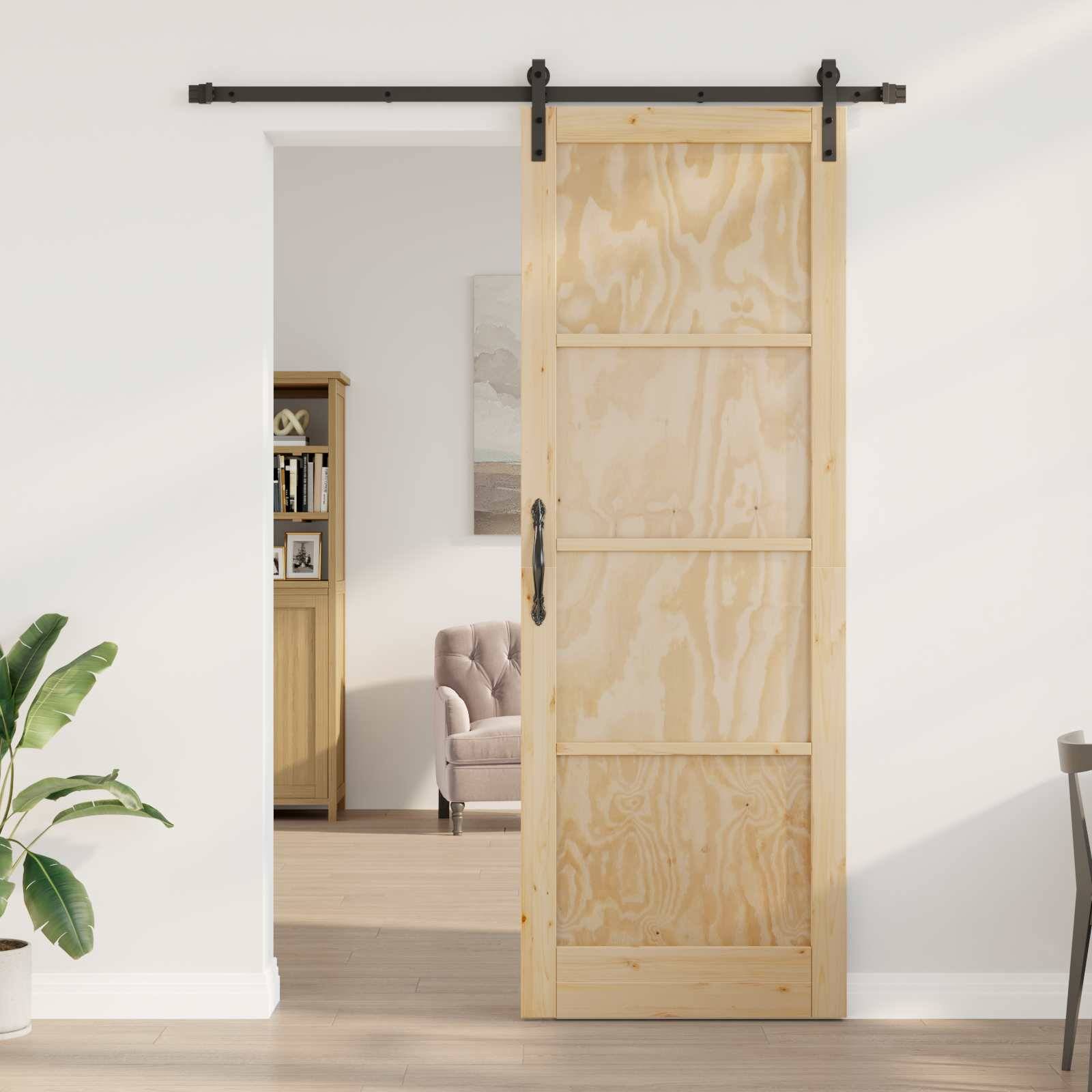 vidaXL Schiebetür Natürlich und Schwarz 83 x 232 cm