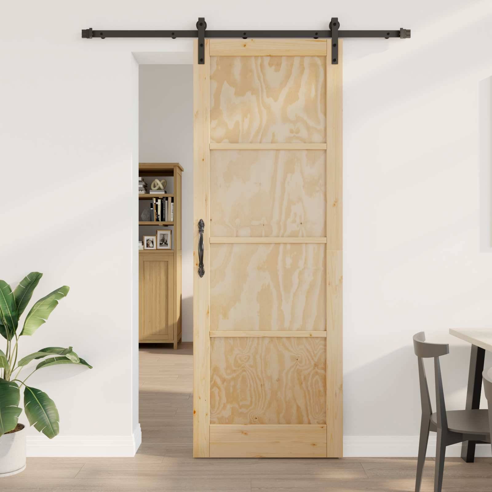 vidaXL Schiebetür Natürlich und Schwarz 83 x 232 cm
