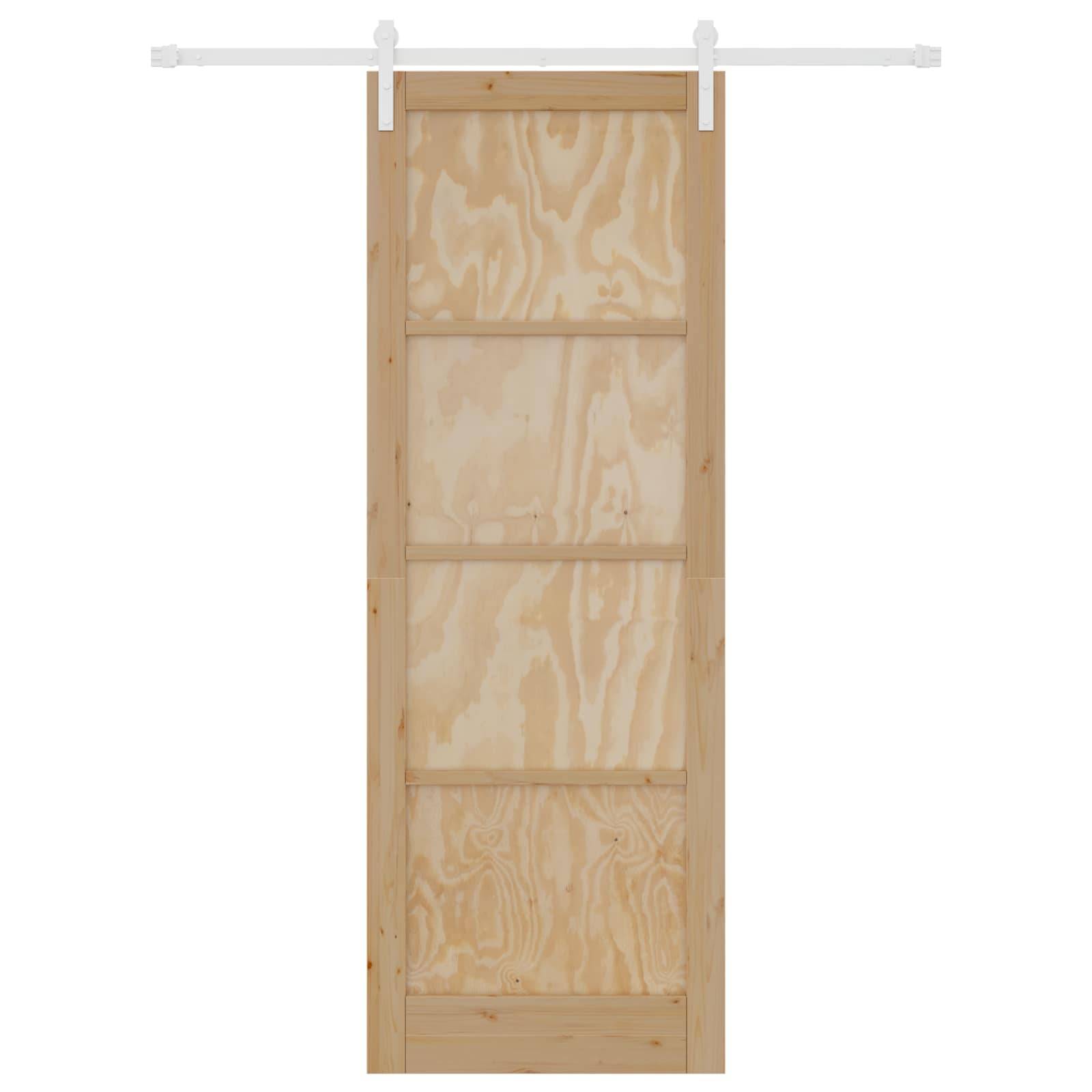 vidaXL Schiebetür Natürlich und Weiß 83 x 232 cm Massives Kiefernholz