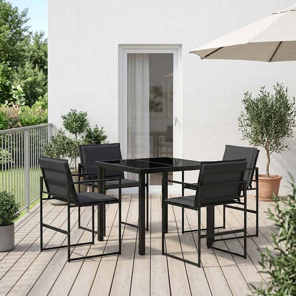 vidaXL Garten Essgruppe 5 pcs Schwarz und Dunkelgrau 80 x 80 x 73 cm