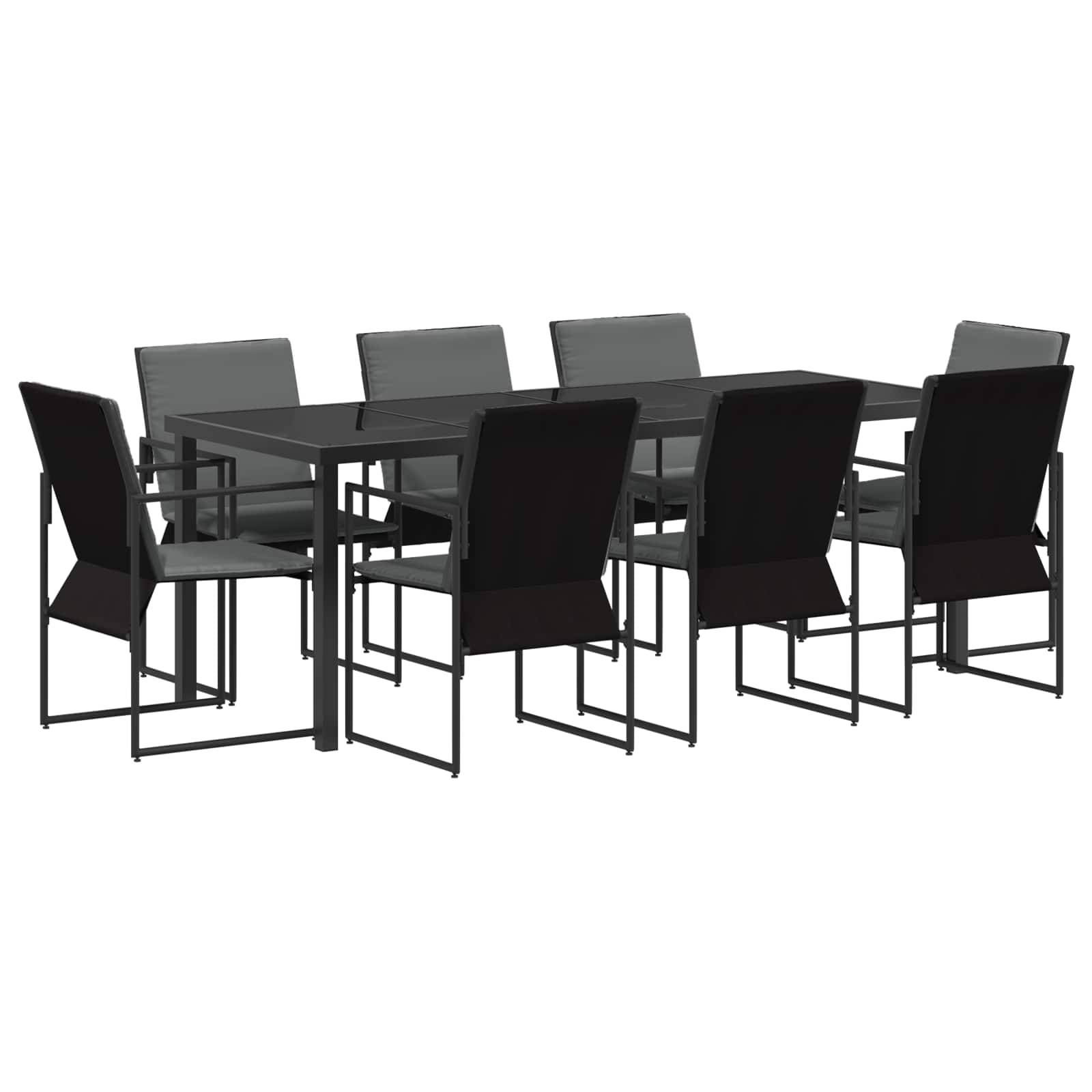 vidaXL Garten Essgruppe 9 pcs Schwarz und Anthrazit 200 x 80 x 73 cm
