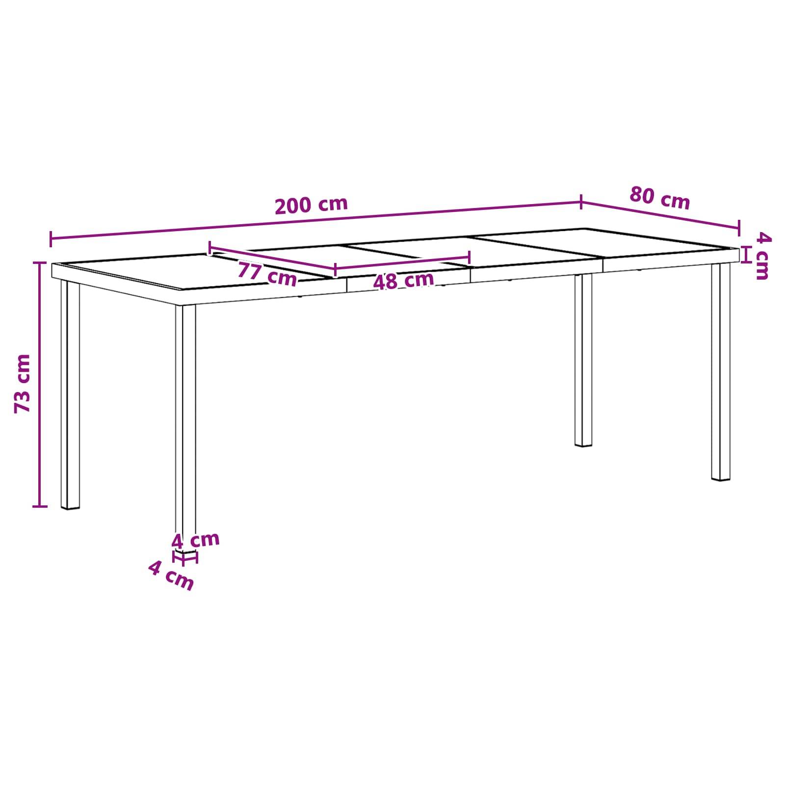 vidaXL Garten Essgruppe 9 pcs Schwarz und Anthrazit 200 x 80 x 73 cm