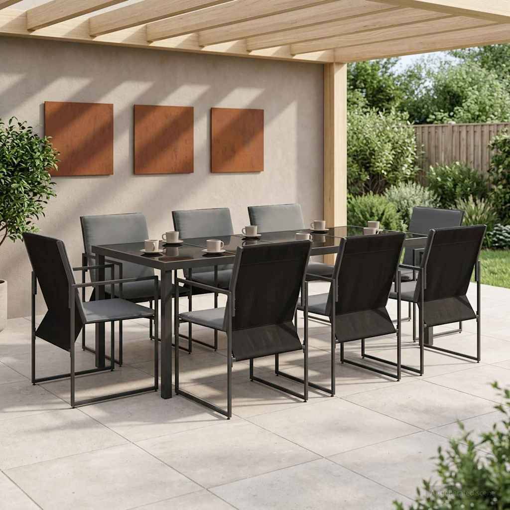 vidaXL Garten Essgruppe 9 pcs Schwarz und Anthrazit 200 x 80 x 73 cm