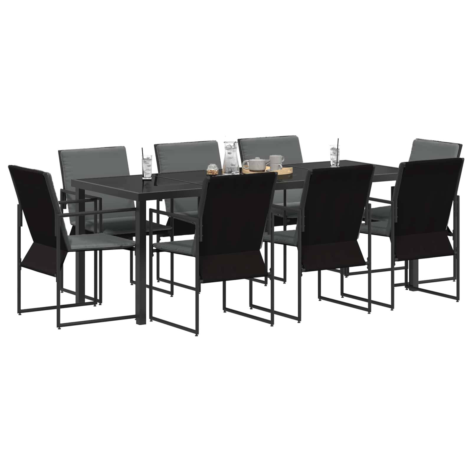 vidaXL Garten Essgruppe 9 pcs Schwarz und Anthrazit 200 x 80 x 73 cm