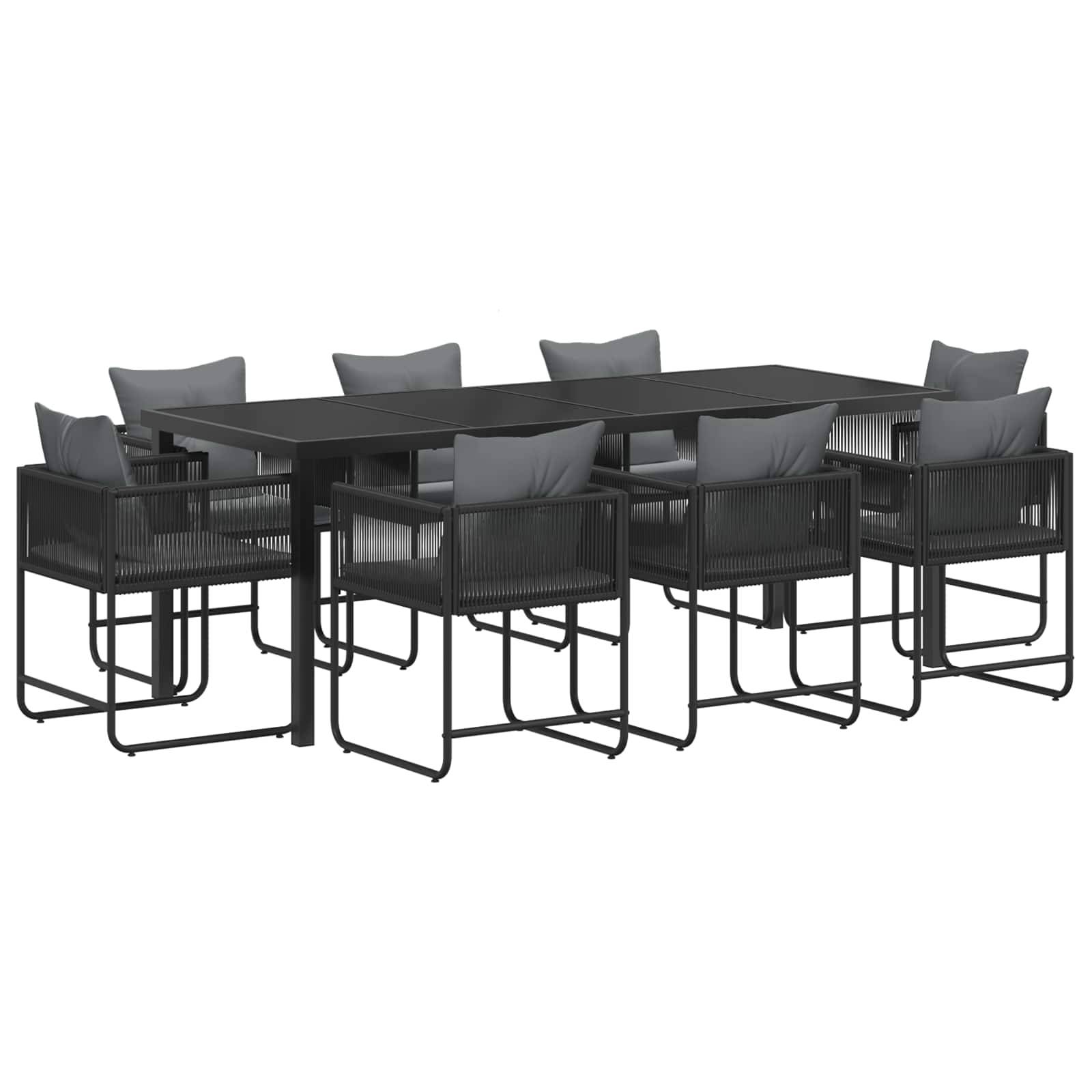 vidaXL Garten Essgruppe 9 pcs Schwarz und Anthrazit 200 x 80 x 73 cm