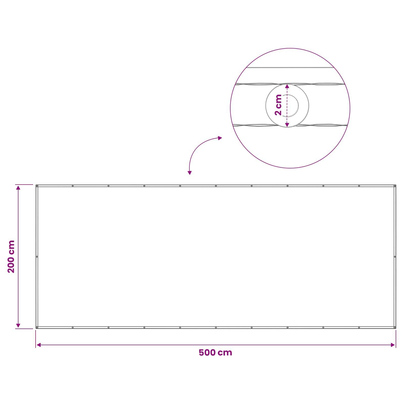vidaXL Balkon Sichtschutz 200 x 500 cm Stoff mit PU-Beschichtung