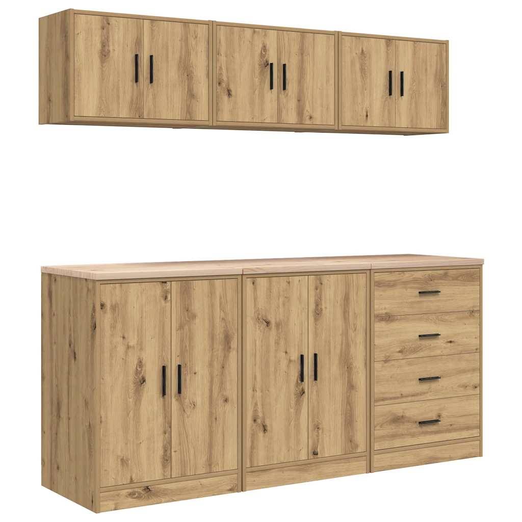 vidaXL Garagenschränke 6 Stk. Artisan-Eiche Holzwerkstoff