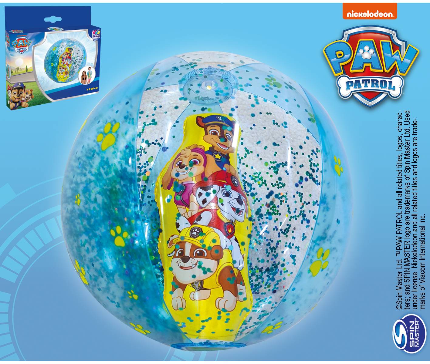 Paw Patrol Strandball Glitzerball Kinder Wasserball 29cm Poolball Ball Kinder