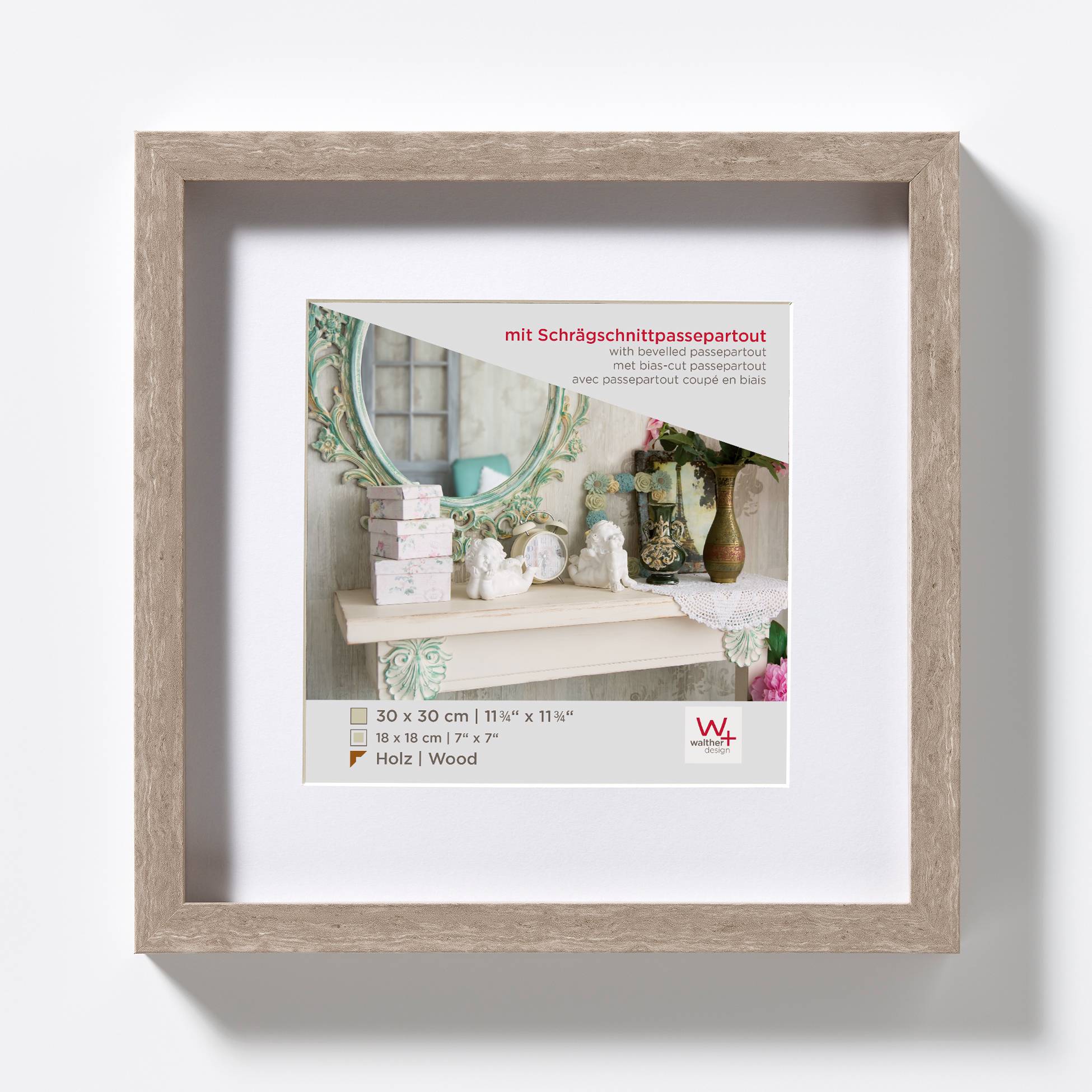 Stockholm 3D Holzrahmen 30x30 GRAU