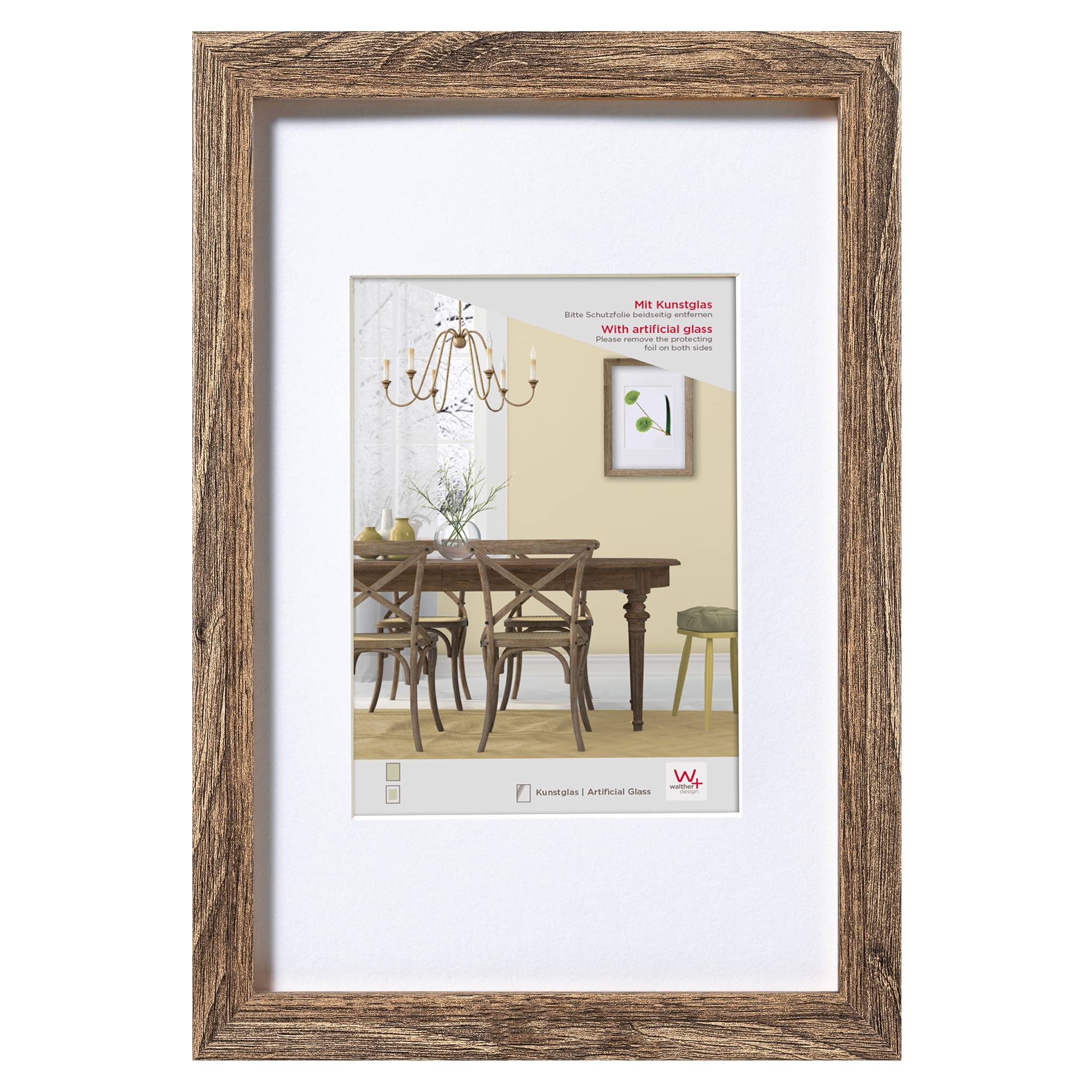 Fiorito Holzrahmen Kunstglas, 30x40 cm, nussbaum