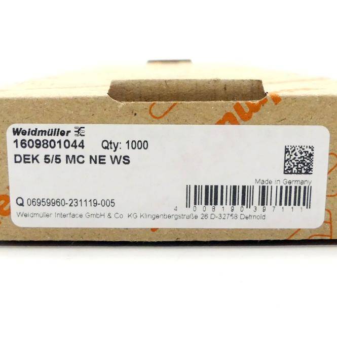 Weidmüller Klemmenmarkierer (1000 St.) DEK 5/5 MC NE WS (1609801044)