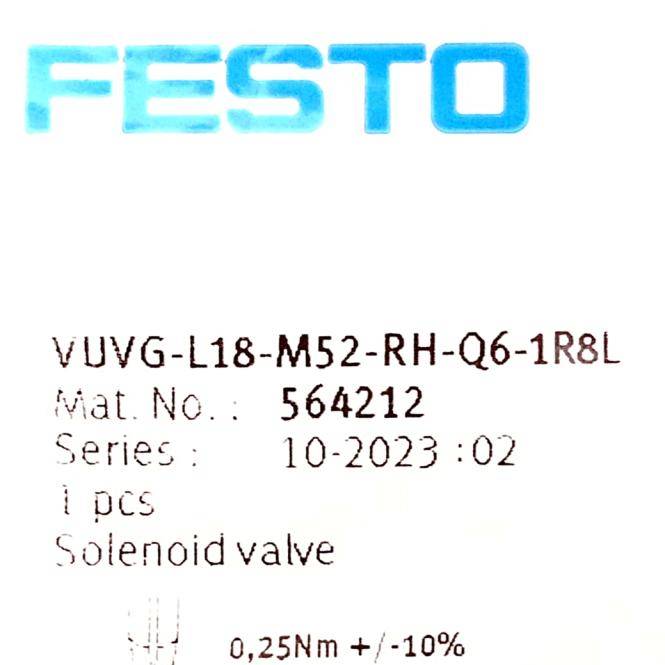 FESTO Magnetventil 564212 (VUVG-L18-M52-RH-Q6-1R8L)