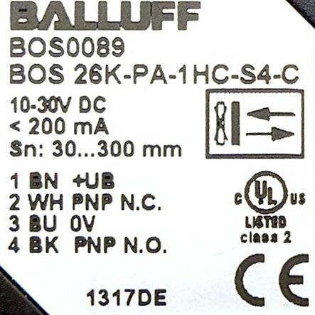 BALLUFF Lichttaster mit Hintergrundausblendung BOS0089 (BOS 26K-PA-1HC-S4-C)
