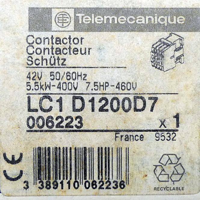 TELEMECANIQUE Schütz LC1 D1200D7 (006223)