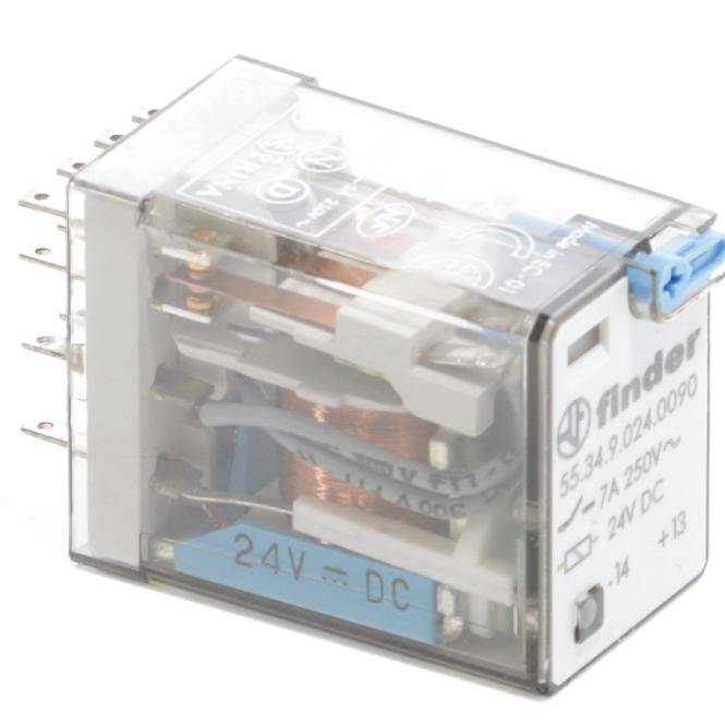 Transparentes Finder-Relaismodul mit Aufschrift 