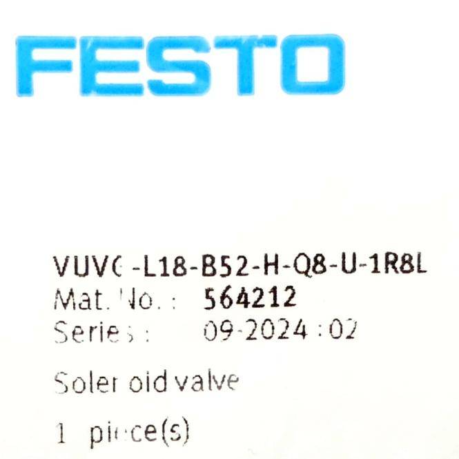 FESTO Magnetventil VUVG-L18-M52-RH-Q6-U-1R8L 564212 (VUVG-L18-B52-H-Q8-U-1R8L)