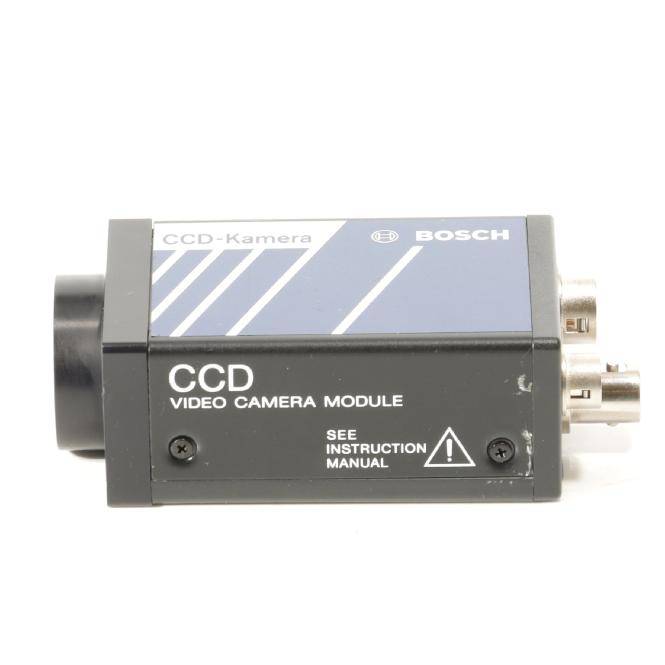 Bosch CCD-Videokameramodul mit Objektiv auf der linken Seite und Anschlüssen auf der rechten Seite, gekennzeichnet mit „CCD VIDEO CAMERA MODULE