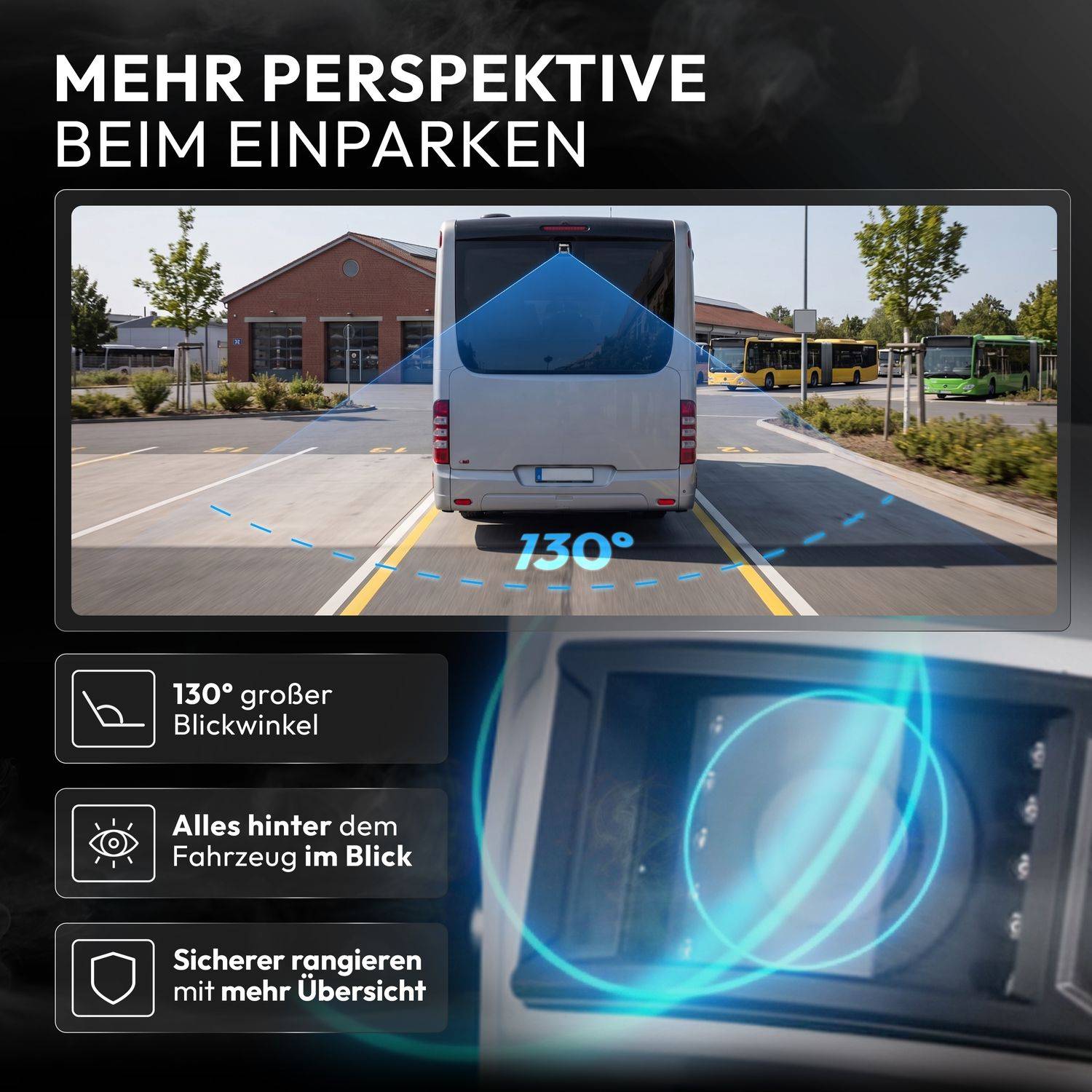 VSG24 Rückfahrkamera PROFI HD | Stoßfest & Erschütterungsresistent HD-1080P Auflösung IP69K