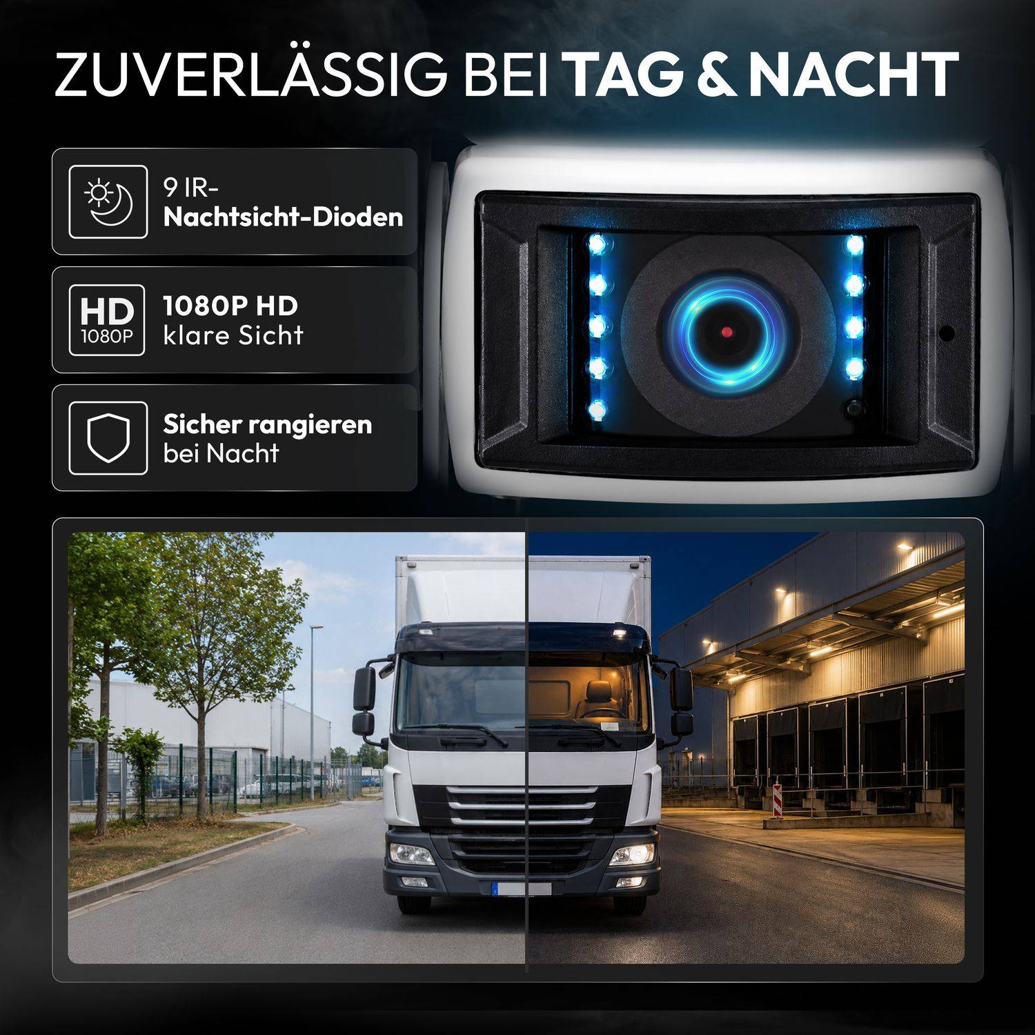 VSG24 Rückfahrkamera PROFI HD | Stoßfest & Erschütterungsresistent HD-1080P Auflösung IP69K