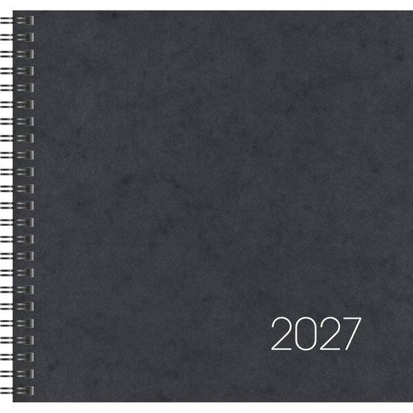 Quadratkalender 766 21x20,5cm 1 Woche/2 Seiten Karton-Einband schwarz 2027