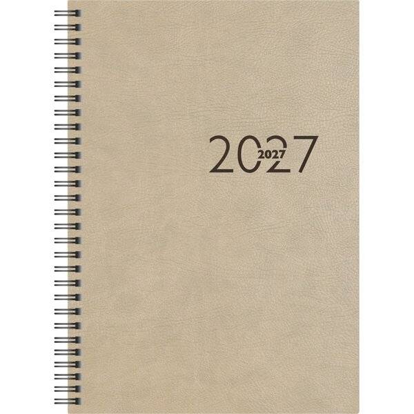 Buchkalender studioplan int. 16,8x24cm 1 Woche/2 Seiten Kunstleder grau 2027