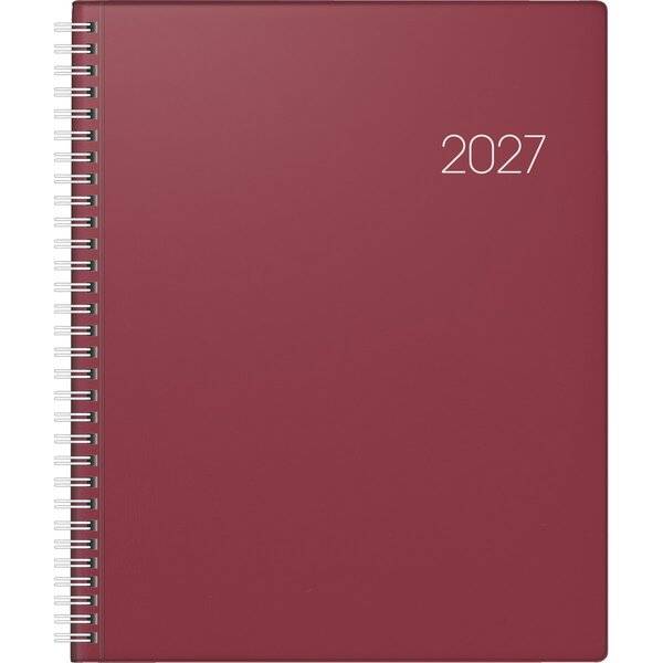 Buchkalender Manager Wt7 weektimer 21x26cm 1 Woche/2 Seiten Kunststoff weinrot 2027