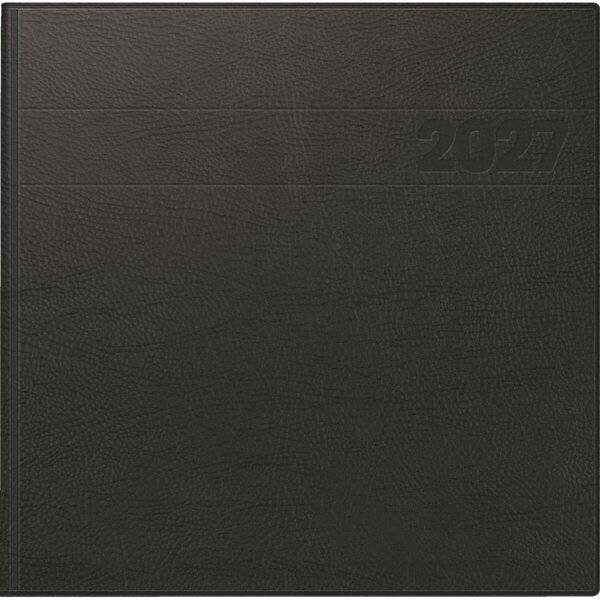 Quadratkalender 766 21x20,5cm 1 Woche/2 Seiten Schaumfolien-Einband schwarz 2027