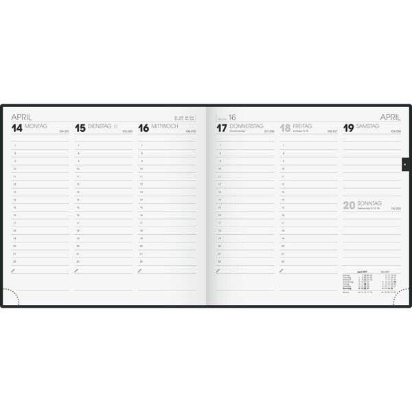 Quadratkalender 766 21x20,5cm 1 Woche/2 Seiten Schaumfolien-Einband schwarz 2027