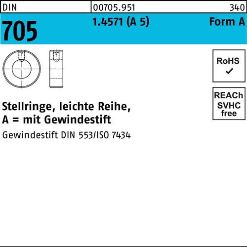 Stellring DIN 705 m.Gewindestift A 40 x 63 x 18 A 5 leichte Reihe 5 Stück